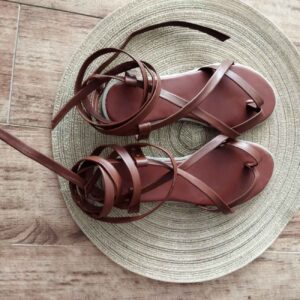Handgemaakte Mid-Calf Gladiator Sandalen – Echt Leer