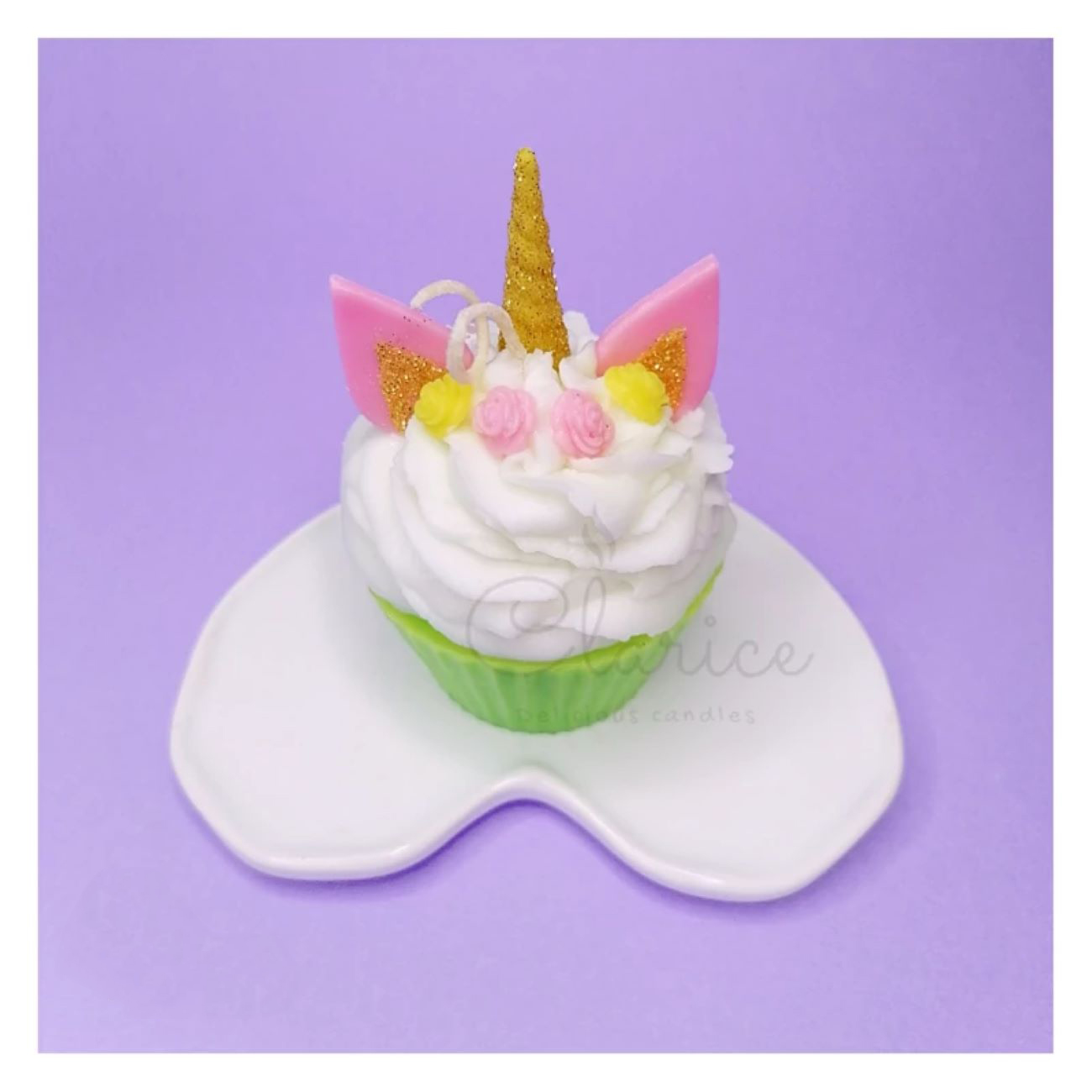 Handgemaakte Eenhoorn Cupcake Kaars