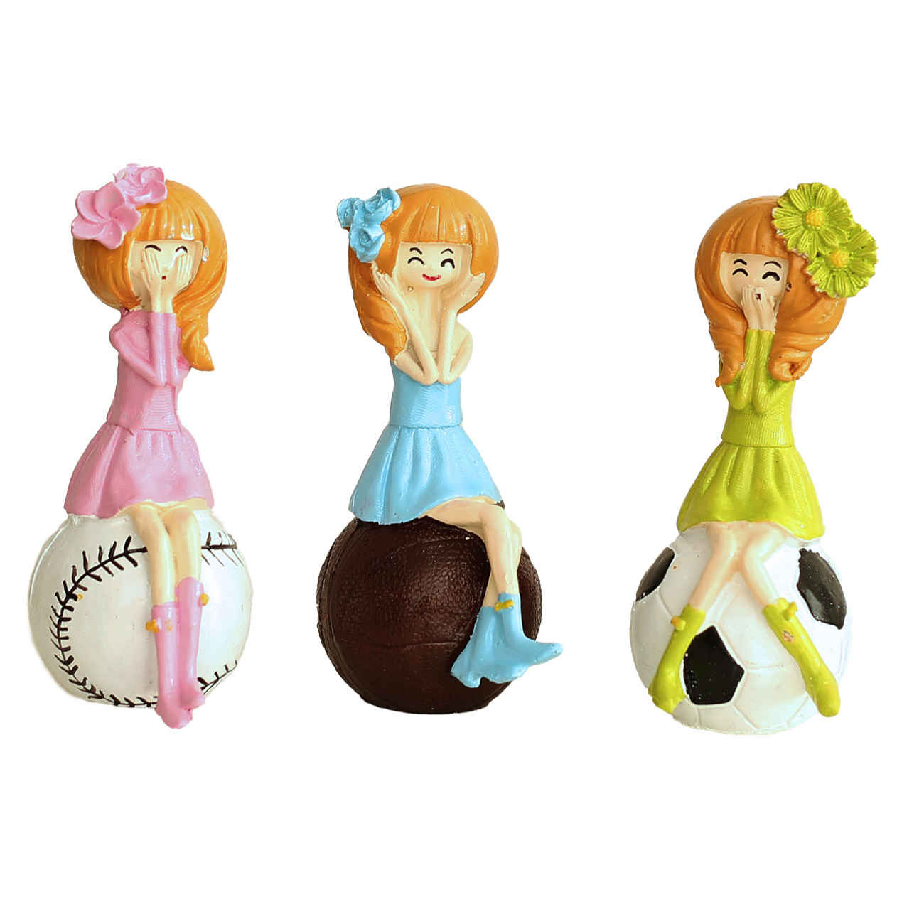 Leilpar Beeldpop Set – Geschikt voor Slaapkamerdecoratie & Geschenk, Meisje met Bal Ontwerp (3-Delig)