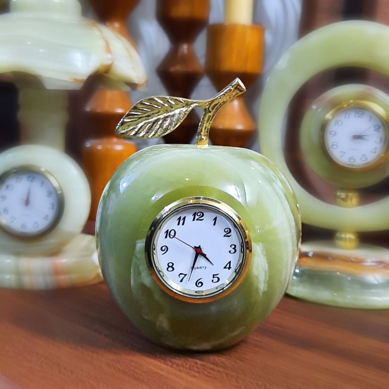Marmeren Steen Bureauklok – Groene Appel Design