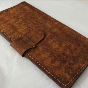 Minimalistische Leren Lange Portemonnee – Bruin Leder