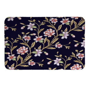 Moderne Fluwelen Placemats – Zwart Bloemontwerp (4x)