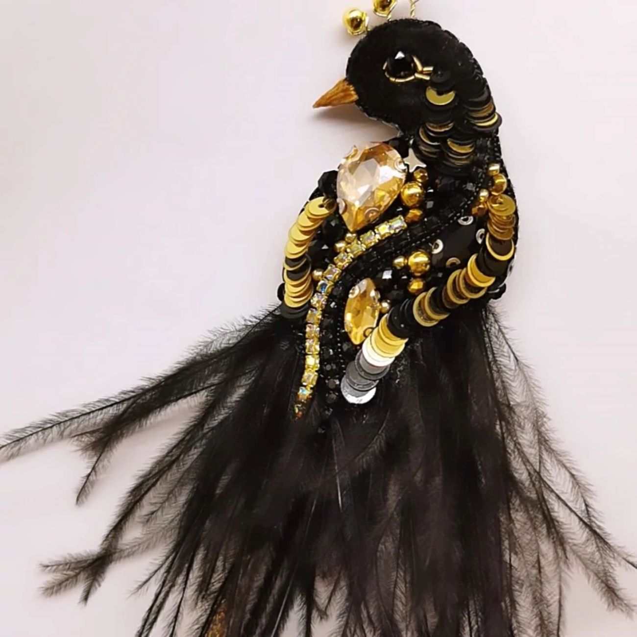 Paradijsvogel Broche – Emaille & Kralen