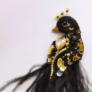 Paradijsvogel Broche – Emaille & Kralen