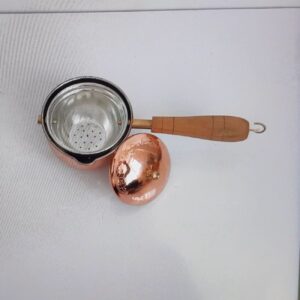 Gegraveerde Koperen Thee Infuser met Houten Handvat