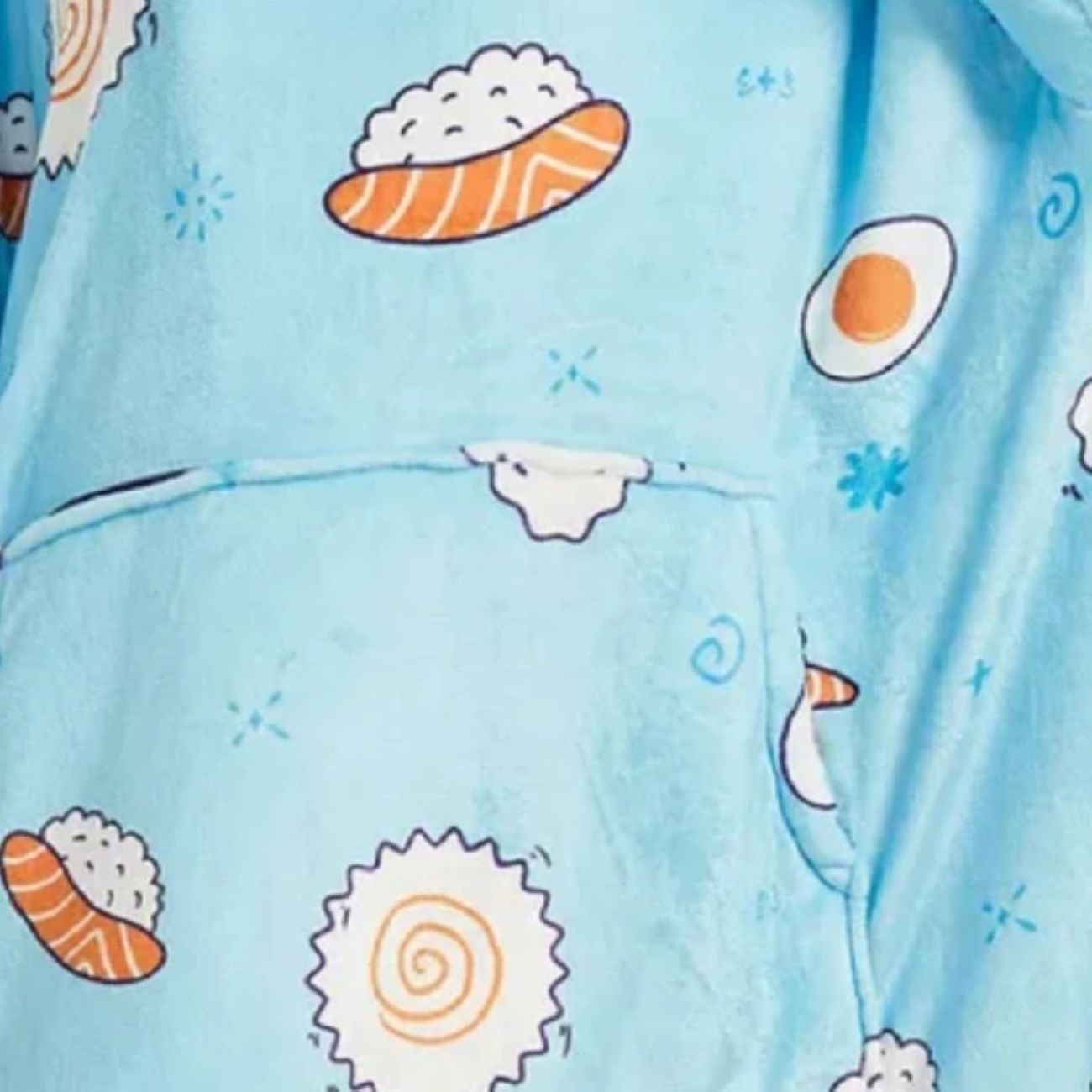 Lichtblauwe Sushi Poncho Reisdeken – 120×170 cm