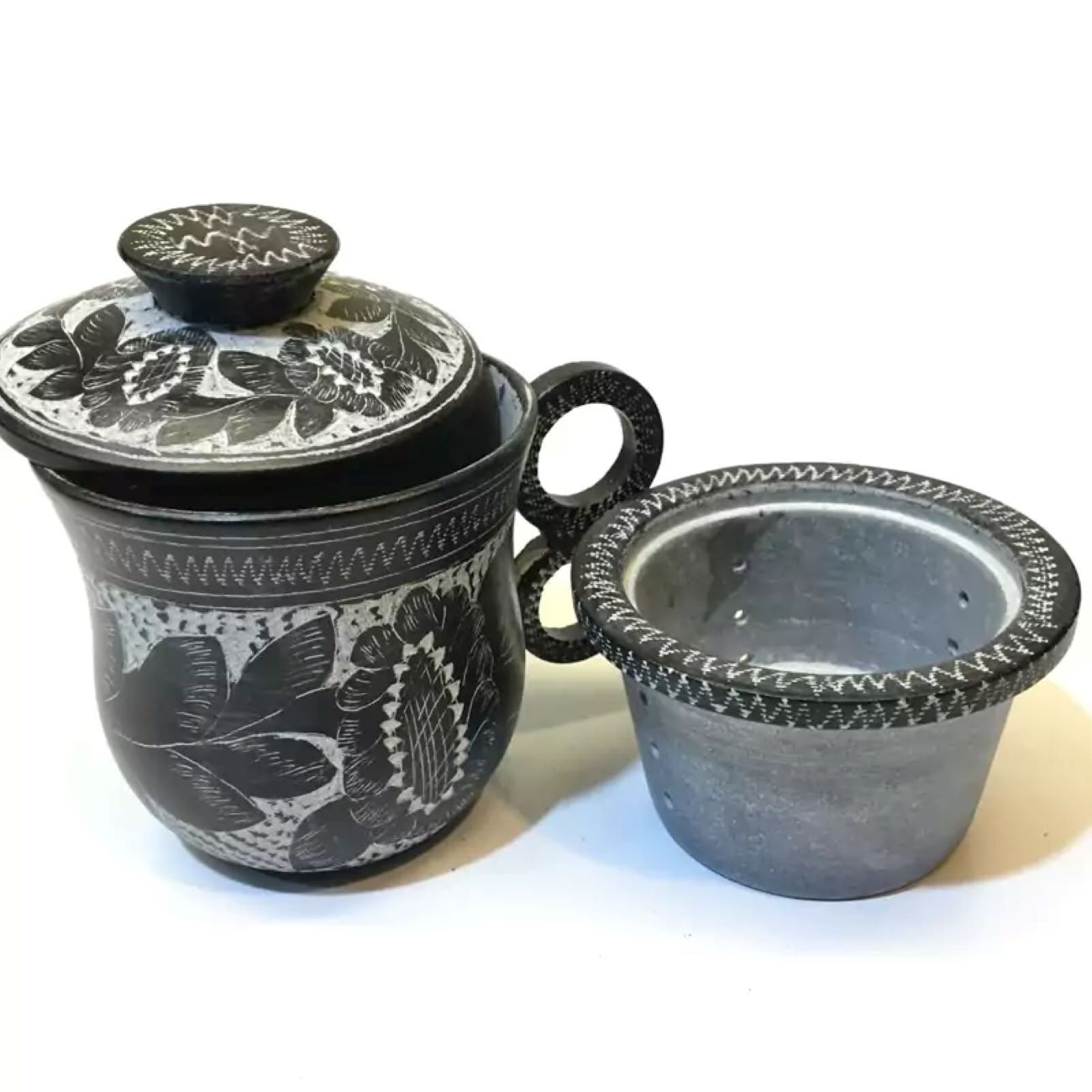 Thee Infuser Drie-Delig Handgemaakt Natuursteen voor Kruiden en Losse Thee