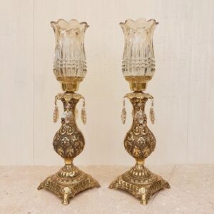 Bronzen Kandelaar met Bloemdetail