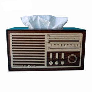 Decoratieve tissuebox in de vorm van een radio