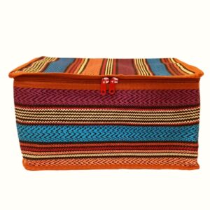 Traditionele Jajim-Stijl Stoffen Opbergdoos – Oranje