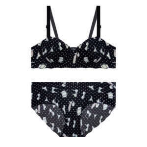 Dames Balconette Voorgevormde BH en String Set – Half Push-Up, Laser-Cut, B Cup