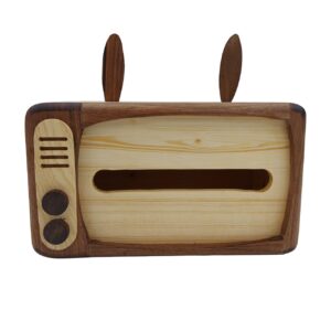Decoratieve Houten Tissue Omslag met Vintage TV Ontwerp