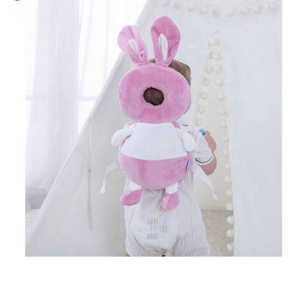 Baby Hoofdbeschermer Kussen – Roze Konijn