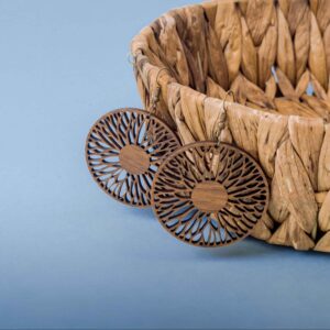 Boheemse Houten Oorbel – Rond Bruin