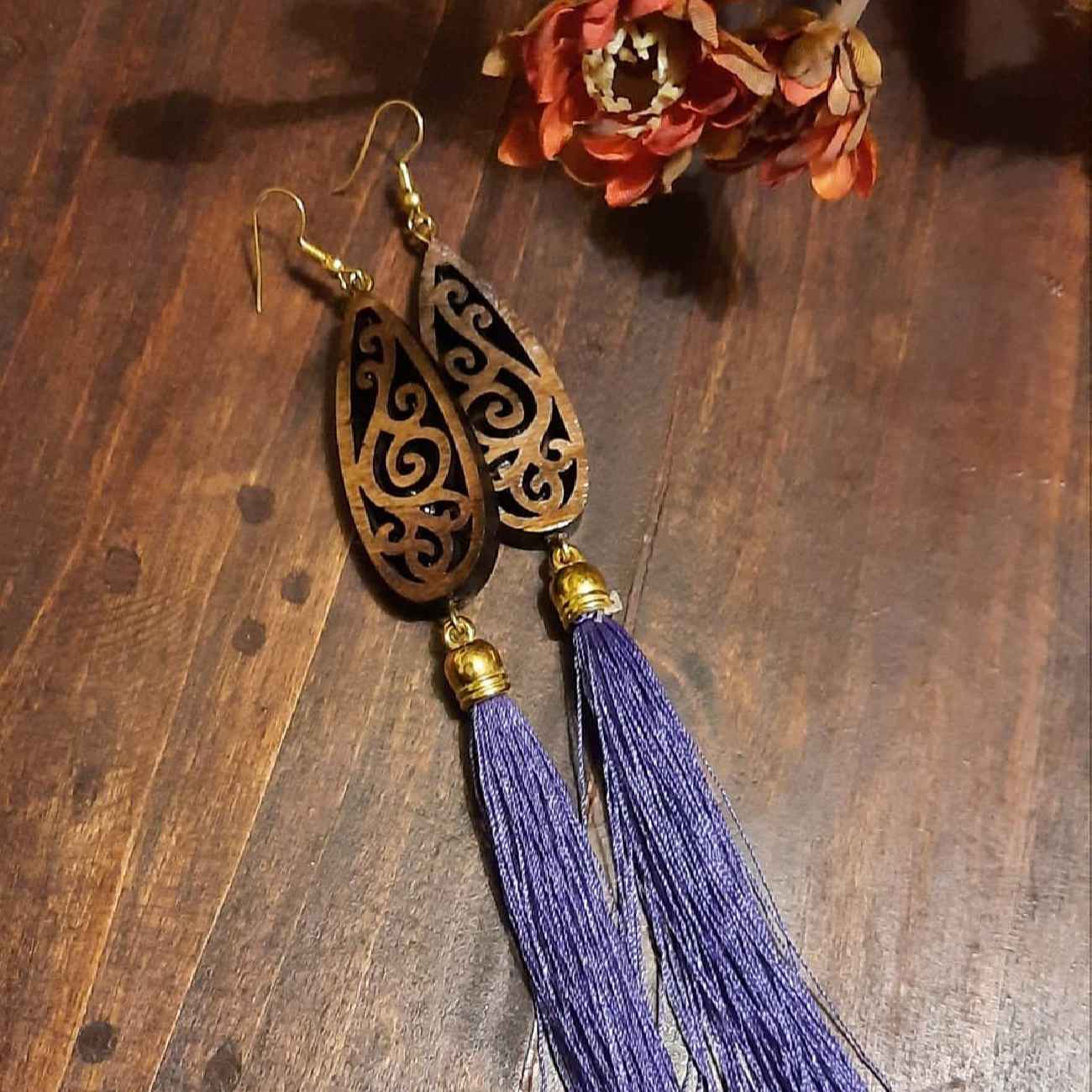 Boheemse Houten Oorbel – Hippie & Vrije Geest
