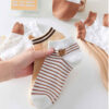 Cotton Bear Socks -Soft Cream & White Combo (x5) (3)