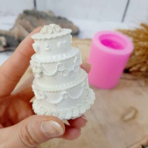 Siliconen Kaarsmal – Verjaardagstaart Design – Roze