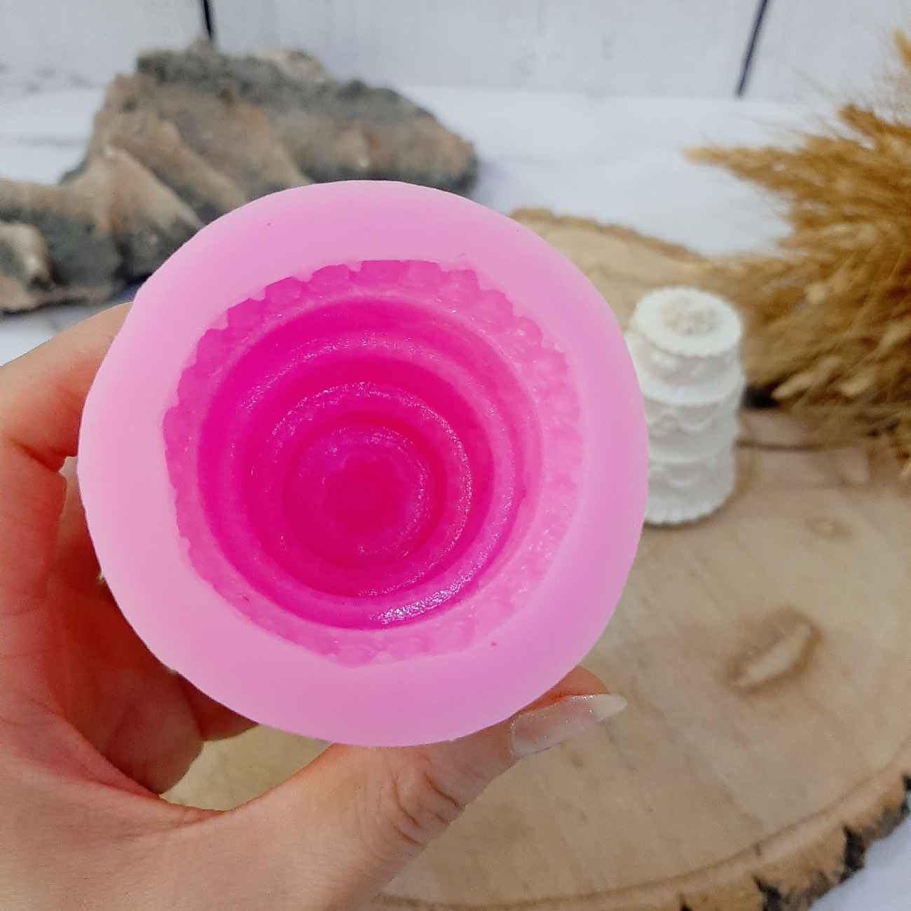 Siliconen Kaarsmal – Verjaardagstaart Design – Roze