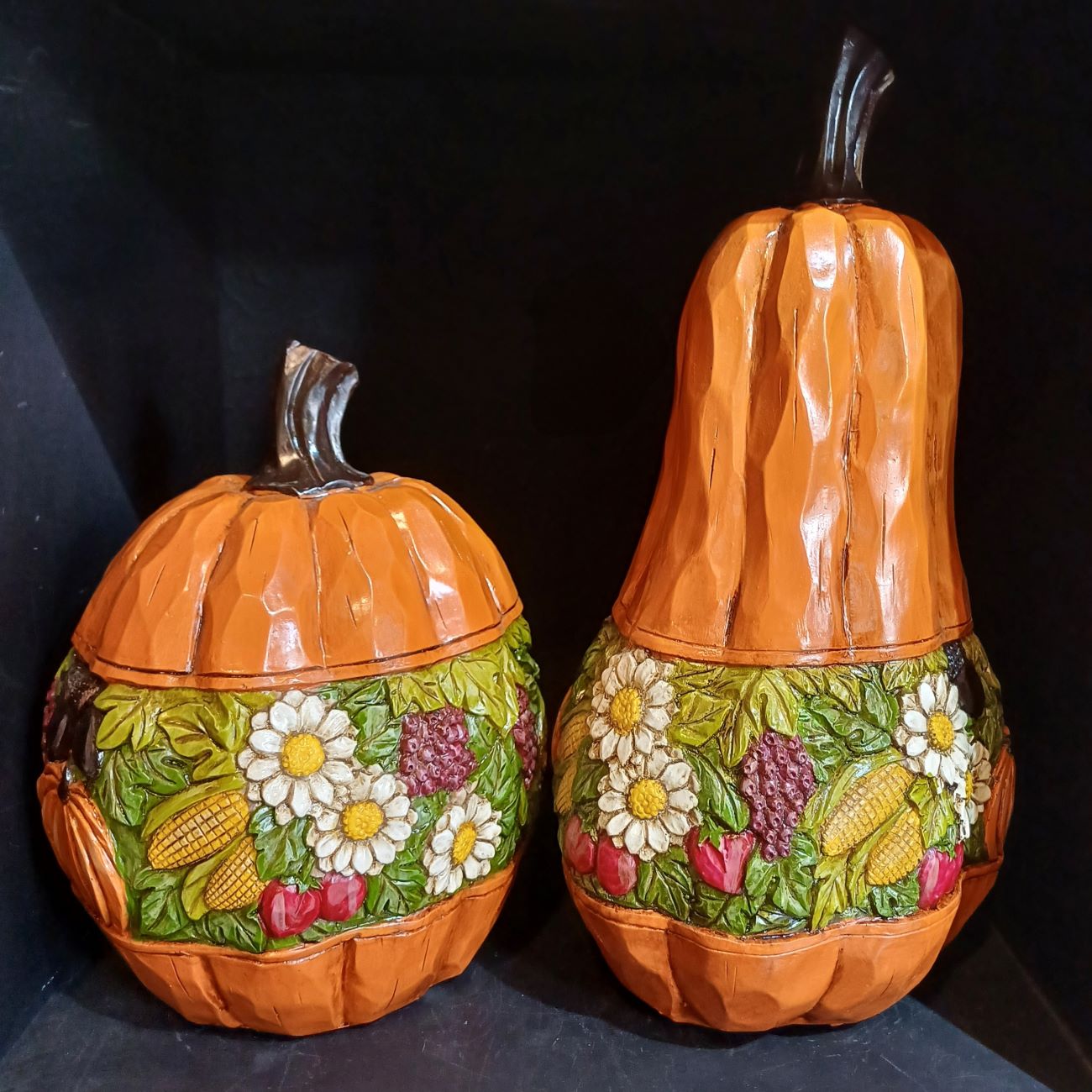 Decoratieve pompoen ornamenten set – oranje (set van 2)