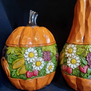 Decoratieve pompoen ornamenten set – oranje (set van 2)
