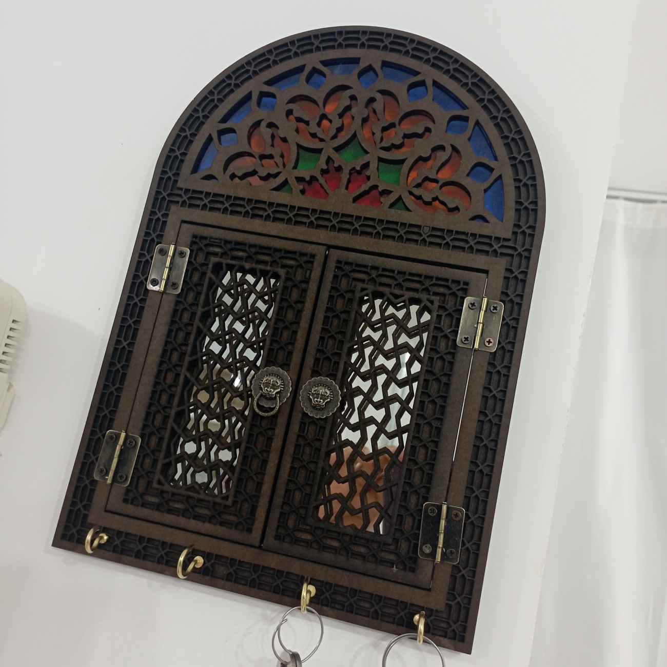 Houten Spiegel Sleutelhanger – Traditioneel Mozaïek