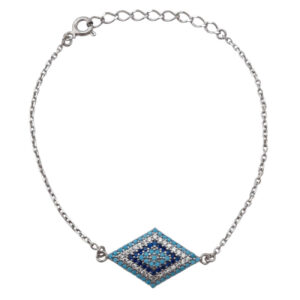 Zilveren Armband met Blauw Boos Oog (Evil Eye)