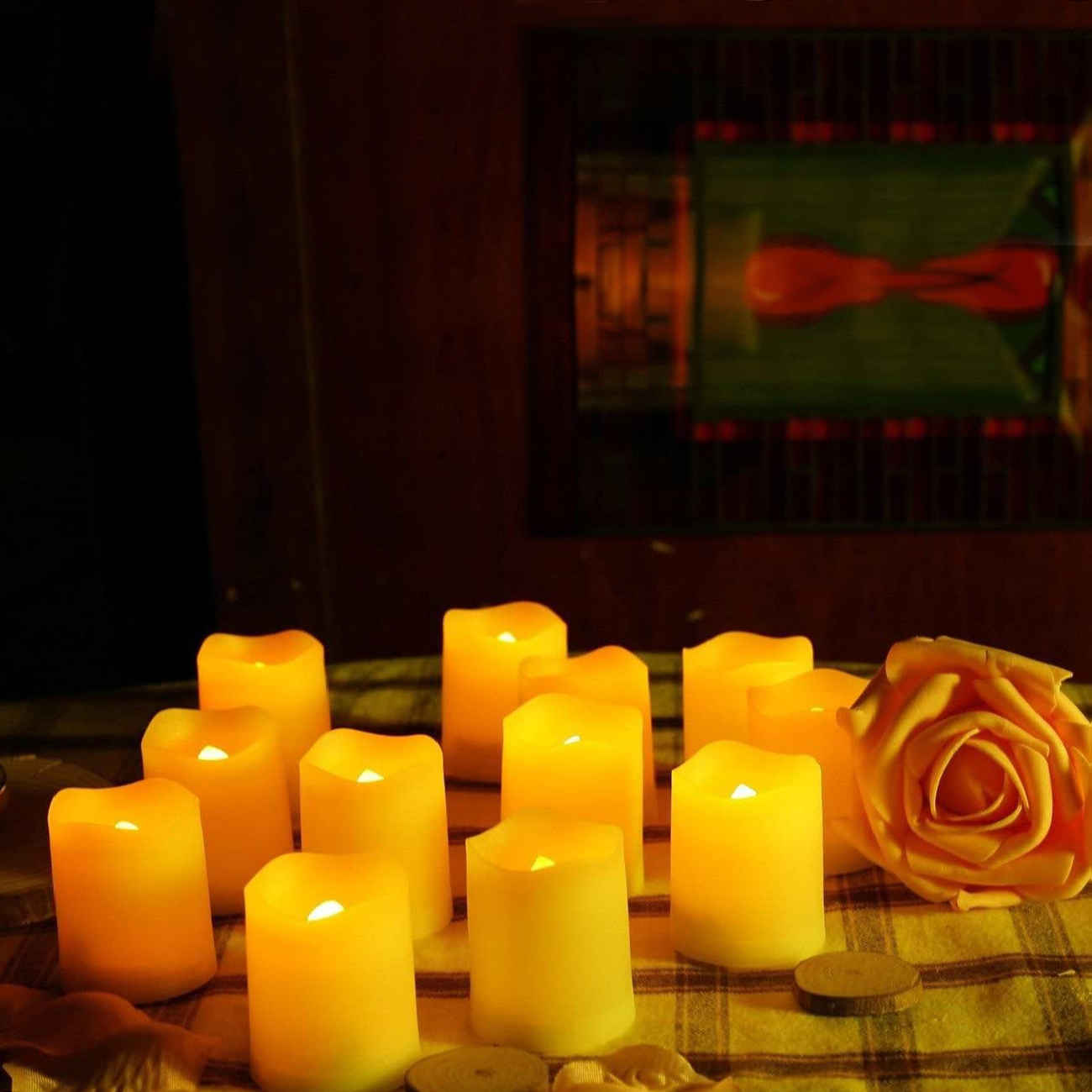 Gele LED Vlamloze Kaarsen – Set van 12 stuks