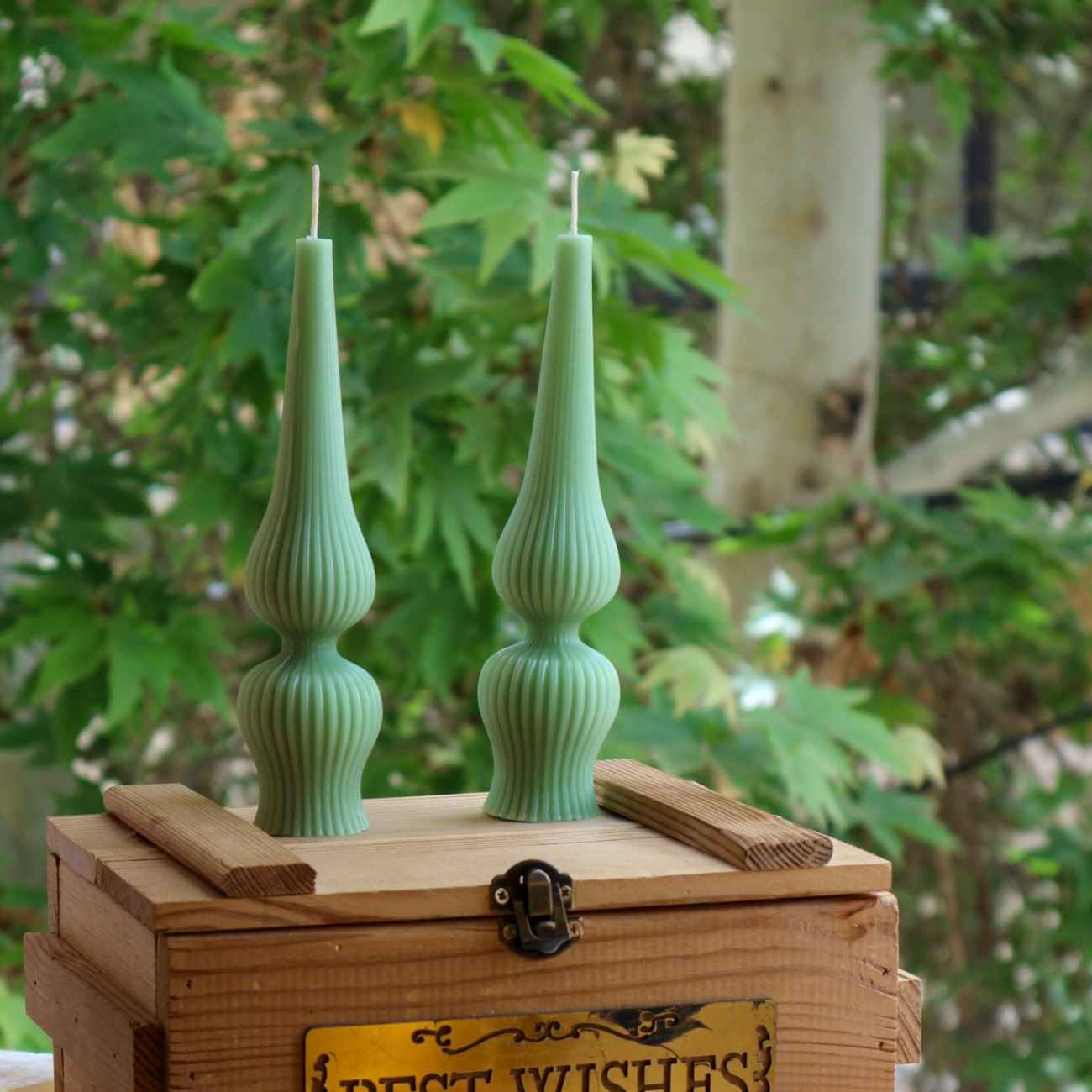 Groene Kaars Collectie – Een Luxe Set voor Moderne Huizen (4x)