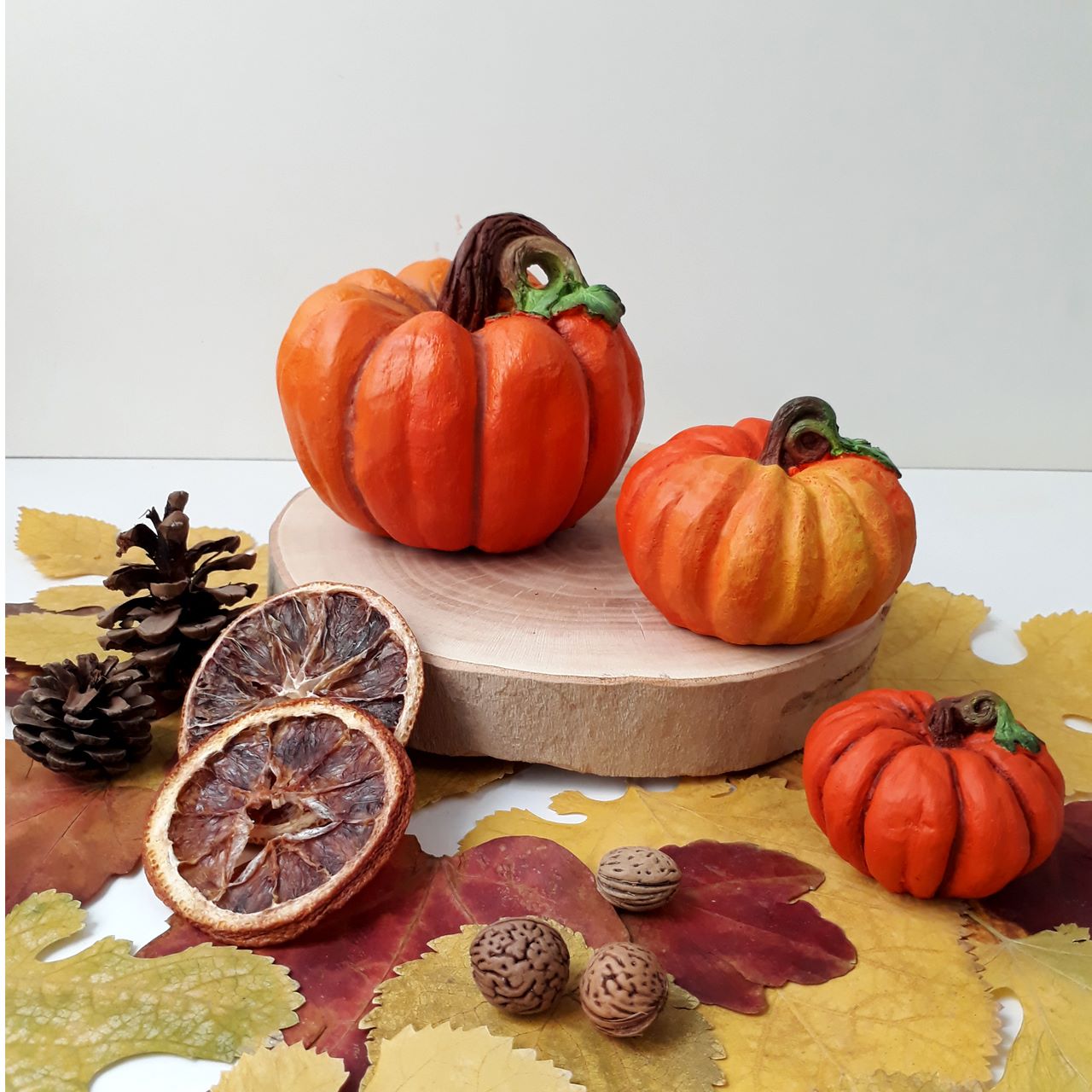 Polyester Pompoen Beeldje – Geschikt voor Halloween en Yalda, (Set van 3)