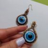 Unique Wooden Earring from Natural Material - Lightweight & Chic with Evil Eye Design (2)
