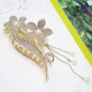 Dames Haar Klem – Metalen Vijfbladige Bloem Ontwerp met Hanger Charm