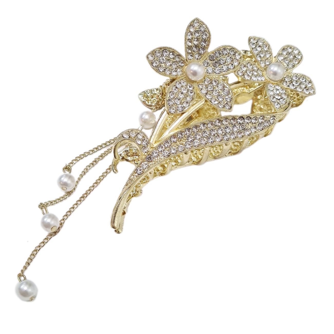 Dames Haar Klem – Metalen Vijfbladige Bloem Ontwerp met Hanger Charm