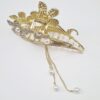 Women's Hair Claw – Metal Five-Petal Flower Design with Dangle Charm (4)