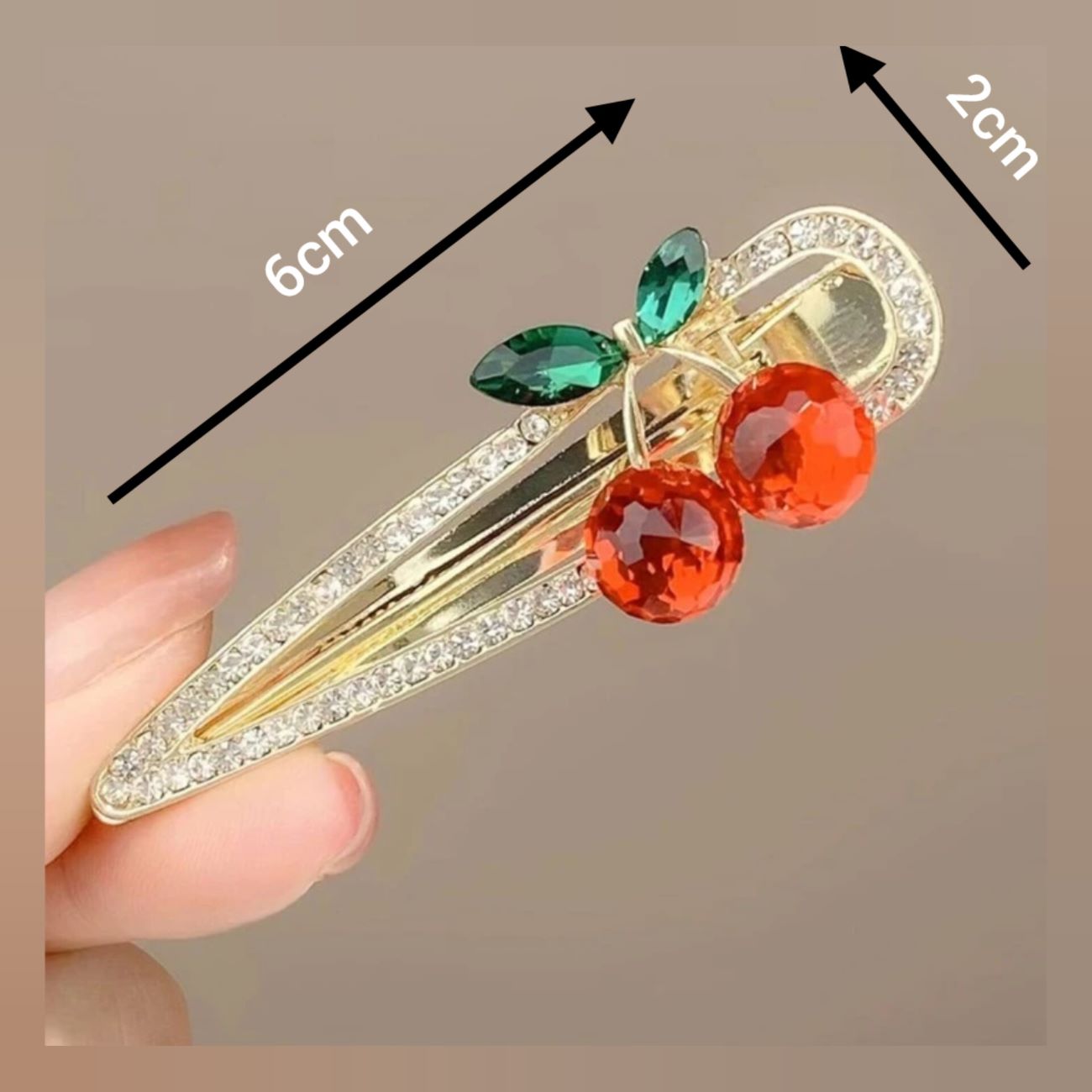 Dames Haarclip – Formeel Strass Kersen Ontwerp, Set van 2