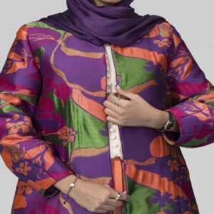 Damesmantel van polyester – Bloemenpatroon