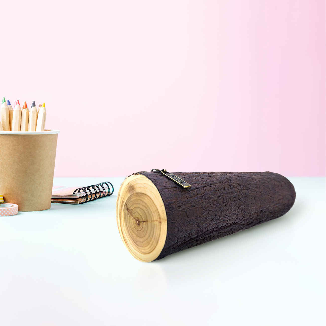 Houten Gesneden Etui – Elegant Kunstleer