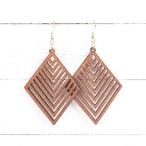 Houten Oorbel met Geometrische Vorm
