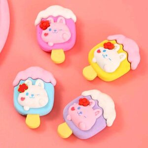 Konijn- en ijsjesset gummen – 2-in-1 schattige schrijfwaren set
