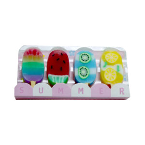 Zomerfruit Gumset – Fantasie Schrijfwaren (Set van 4)
